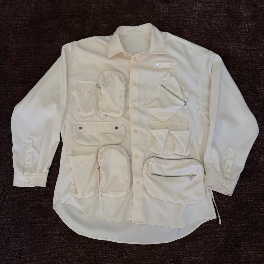 White Multi-Pocket Button Down Shirt